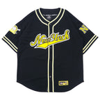 日本然リトテ-古着オンライン-colosseum SPORT 90年代 ベースボールシャツ XXL ブラック ポリエステル NEW YORK ビッグサイズ-colosseum SPORT 90's Baseball Shirt XXL Black Polyester NEW YORK Big Size