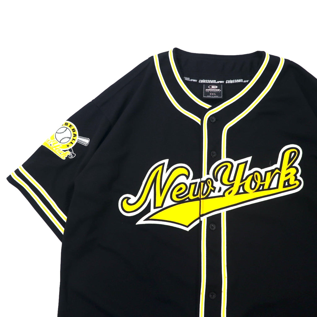 Colosseum SPORT 90s Baseball Shirt XXL Black Polyester NEW YORK Big Size