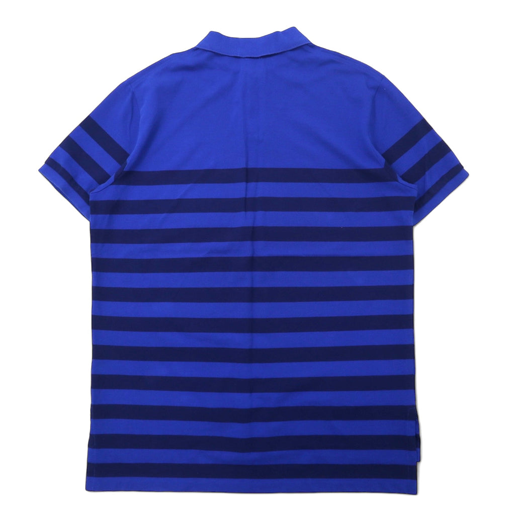 POLO RALPH LAUREN Striped Polo Shirt XL Blue Navy Cotton Pique CUSTOM FIT Small Pony Embroidery