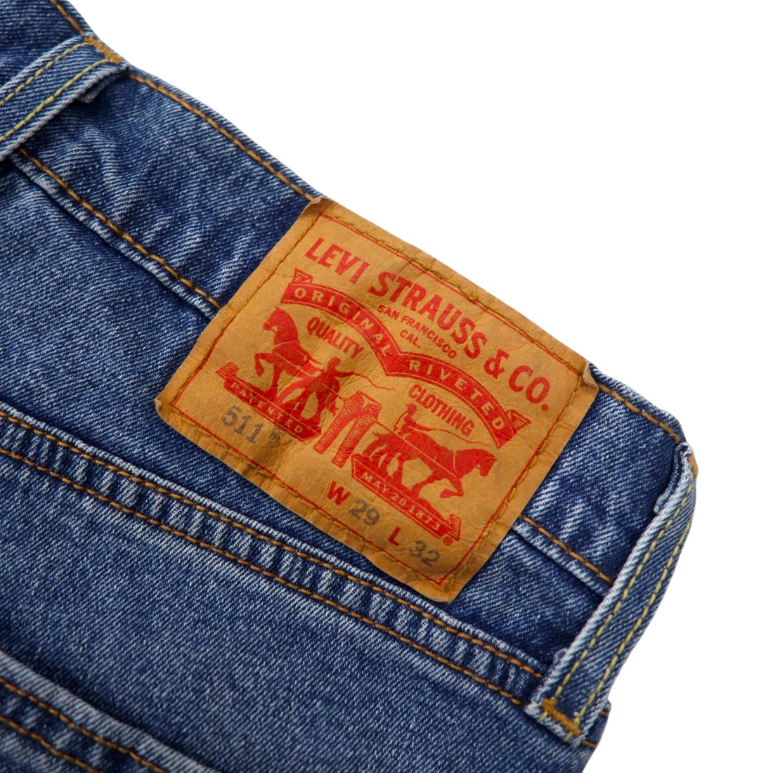 Levi's 511 Slim Fit Sideline Cut-Off Denim Pants Size 29 Blue Cotton Zipper Fly 04511-3327