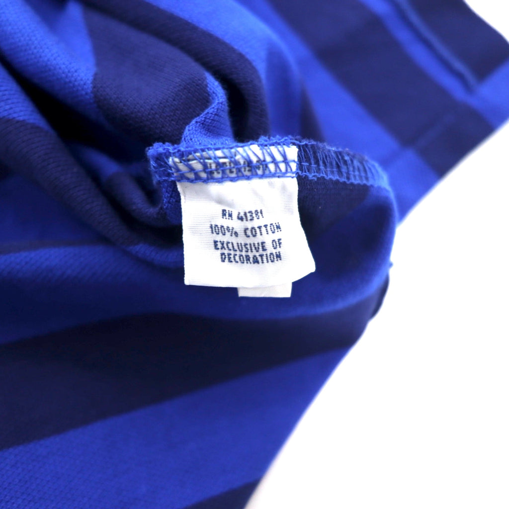 POLO RALPH LAUREN Striped Polo Shirt XL Blue Navy Cotton Pique CUSTOM FIT Small Pony Embroidery