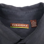 CUBAVERA ラインデザイン キューバシャツ XL ブラック レーヨン ポリエステル