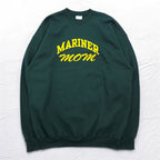 PORT &amp; COMPANY College Print Sweatshirt XL Green Fleece Lined Arch Logo MARINER Made in Honduras
