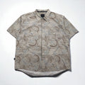 Sean John 00年代 総柄 ビッグサイズ 半袖シャツ 2XL ベージュ コットン チェック 胸ポケット