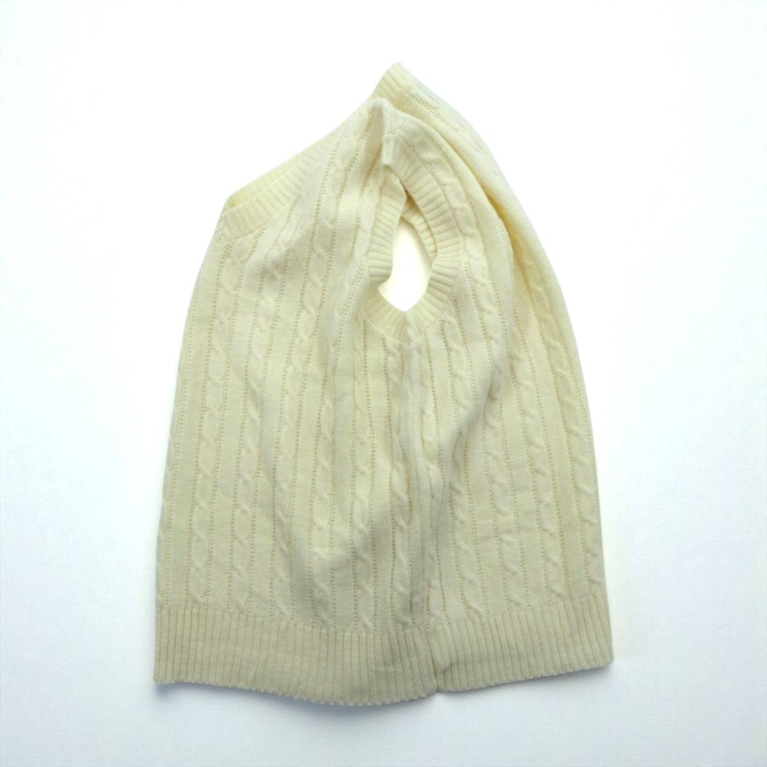 90s USA Vintage Fisherman Knit Vest JANTZEN Aran XL White Cable Made in