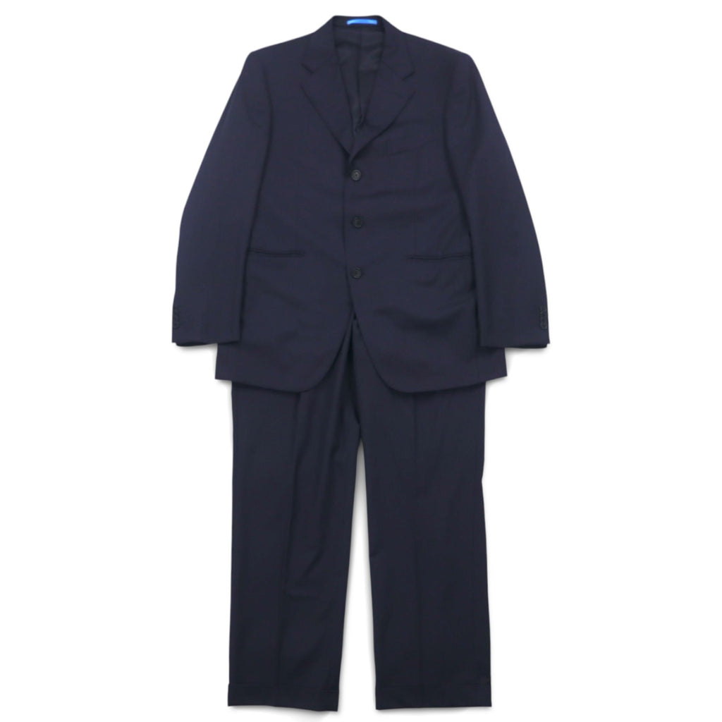 LANVIN en Bleu 3B Suit Set Up L Navy Striped Wool Made in Japan