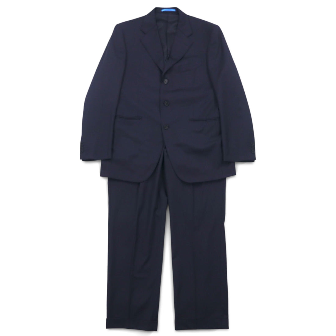 LANVIN en Bleu 3B スーツ セットアップ L ネイビー ストライプ ウール 日本製