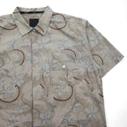 Sean John 00年代 総柄 ビッグサイズ 半袖シャツ 2XL ベージュ コットン チェック 胸ポケット