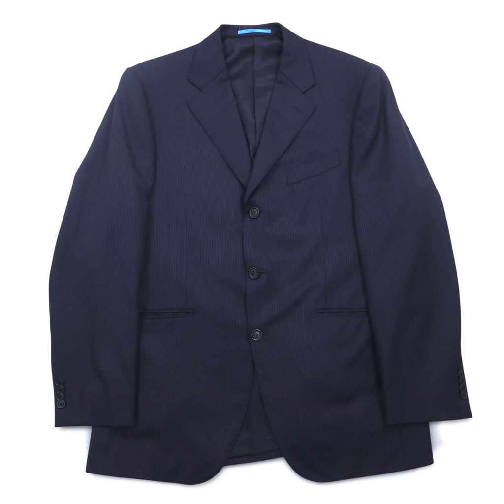 LANVIN en Bleu 3B Suit Set Up L Navy Striped Wool Made in Japan