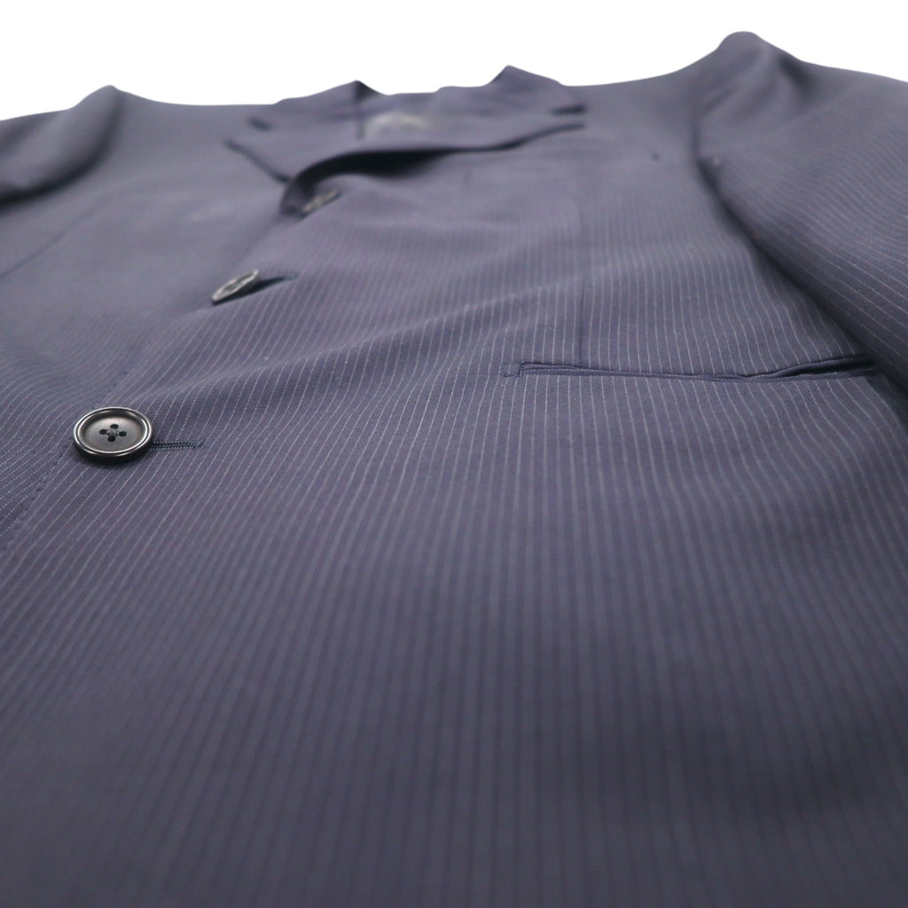LANVIN en Bleu 3B Suit Set Up L Navy Striped Wool Made in Japan
