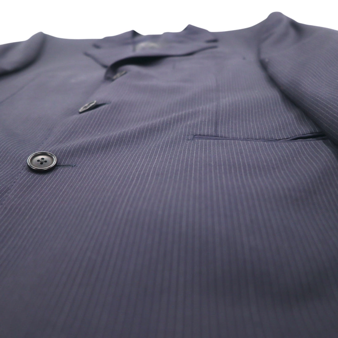 LANVIN en Bleu 3B Suit Set Up L Navy Striped Wool Made in Japan