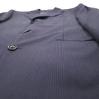 LANVIN en Bleu 3B Suit Set Up L Navy Striped Wool Made in Japan