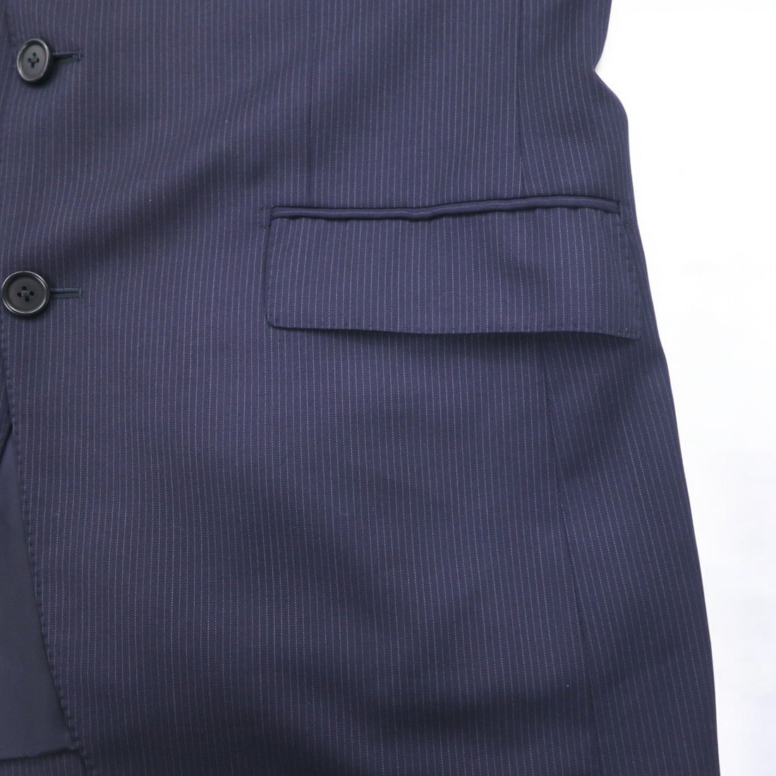 LANVIN en Bleu 3B Suit Set Up L Navy Striped Wool Made in Japan