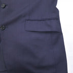LANVIN en Bleu 3B Suit Set Up L Navy Striped Wool Made in Japan