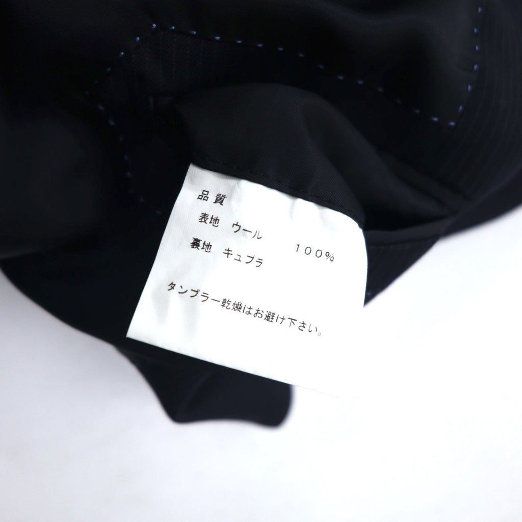 LANVIN en Bleu 3B Suit Set Up L Navy Striped Wool Made in Japan