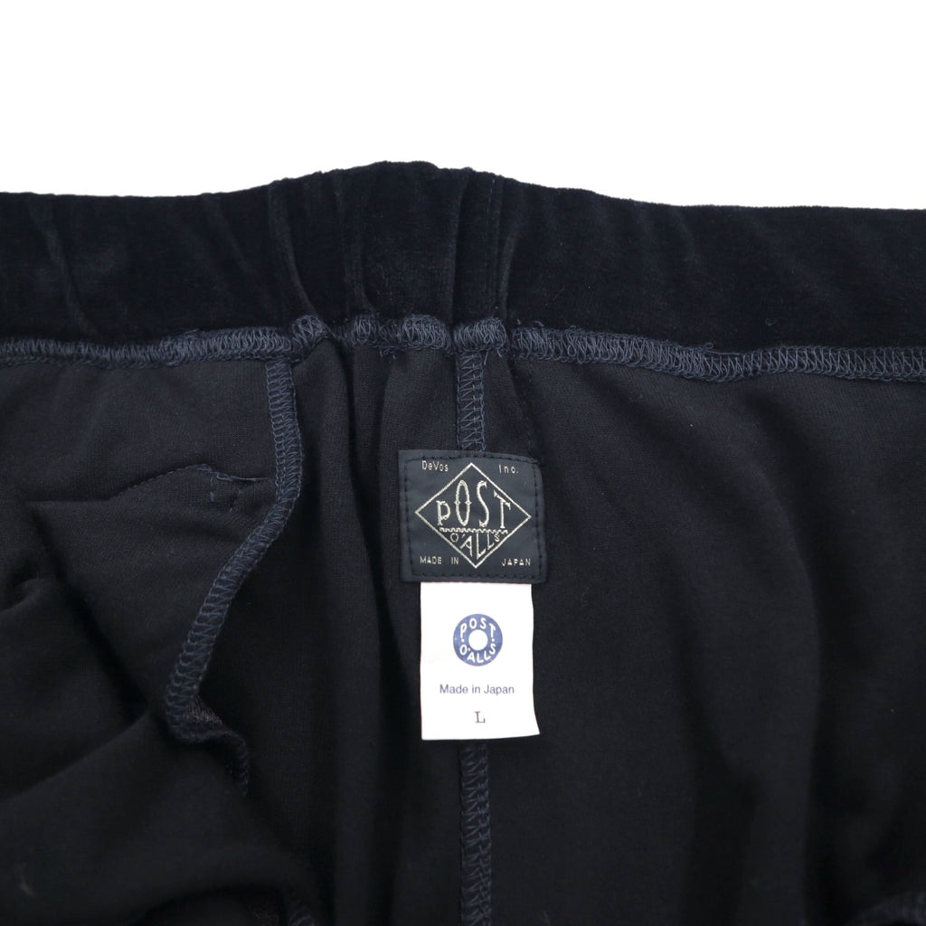 POST O'ALLS EZ TOP Velour Easy Pants, Size L, Black, 3602-V3, Made in Japan