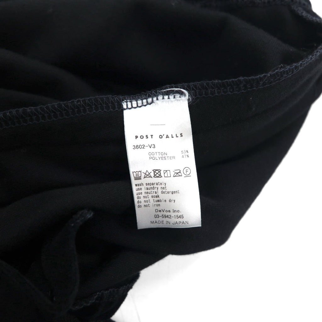 POST O'ALLS EZ TOP Velour Easy Pants, Size L, Black, 3602-V3, Made in Japan