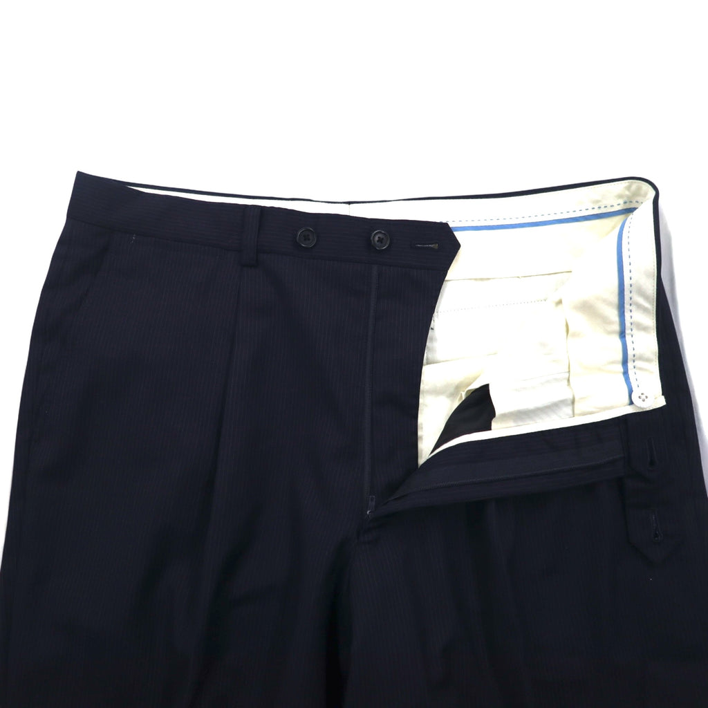 LANVIN en Bleu 3B Suit Set Up L Navy Striped Wool Made in Japan