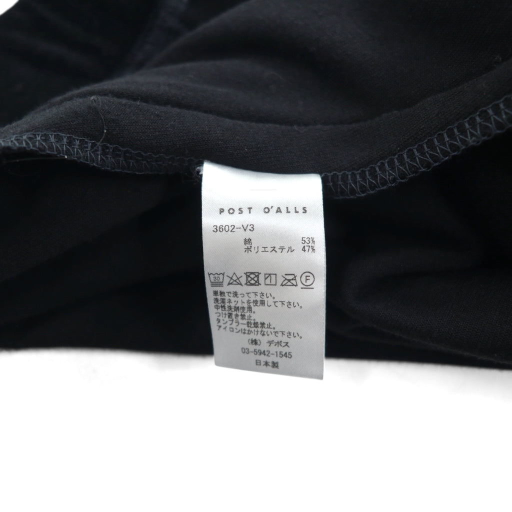 POST O'ALLS EZ TOP Velour Easy Pants, Size L, Black, 3602-V3, Made in Japan