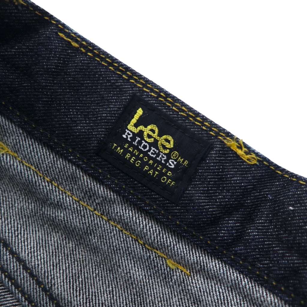 Lee RIDERS Bootcut Rigid Denim Pants S Indigo Blue Zipper Fly Leather Patch