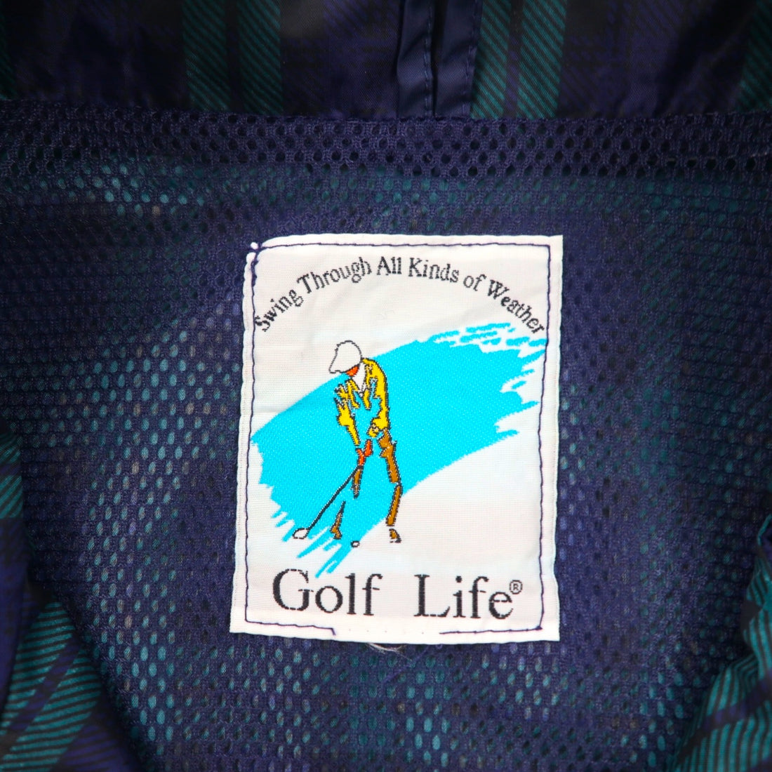 90s Vintage Windbreaker Sports Jacket, Nylon Check, XL, Golf Life