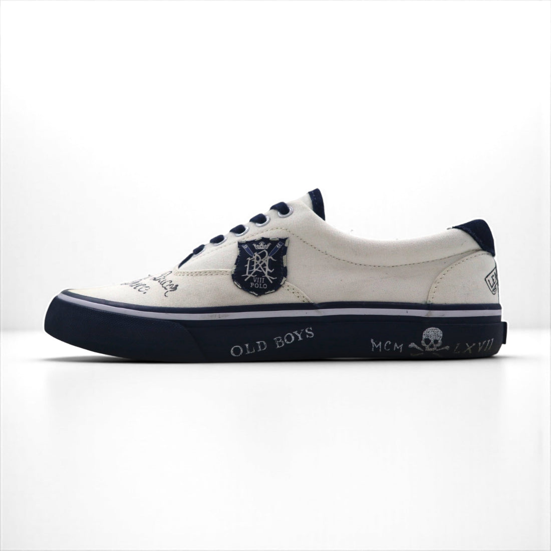 Ralph Lauren ローカットスニーカー 25.5cm キャンバス THORTON Ⅲ-NE スカル ワッペン 01087 J18