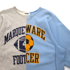BOWWOW Remake Reconstructed Reverse Weave Cut-Off Sweatshirt, Size L, Blue/Gray, College Print