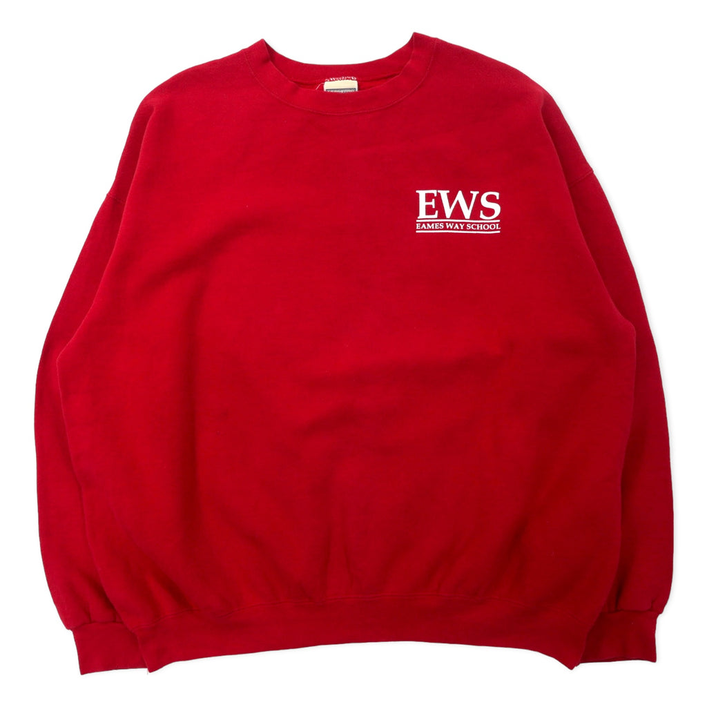Lee カレッジ プリント スウェット XL レッド コットン heavyweight バックプリント EWS ホンジュラス製