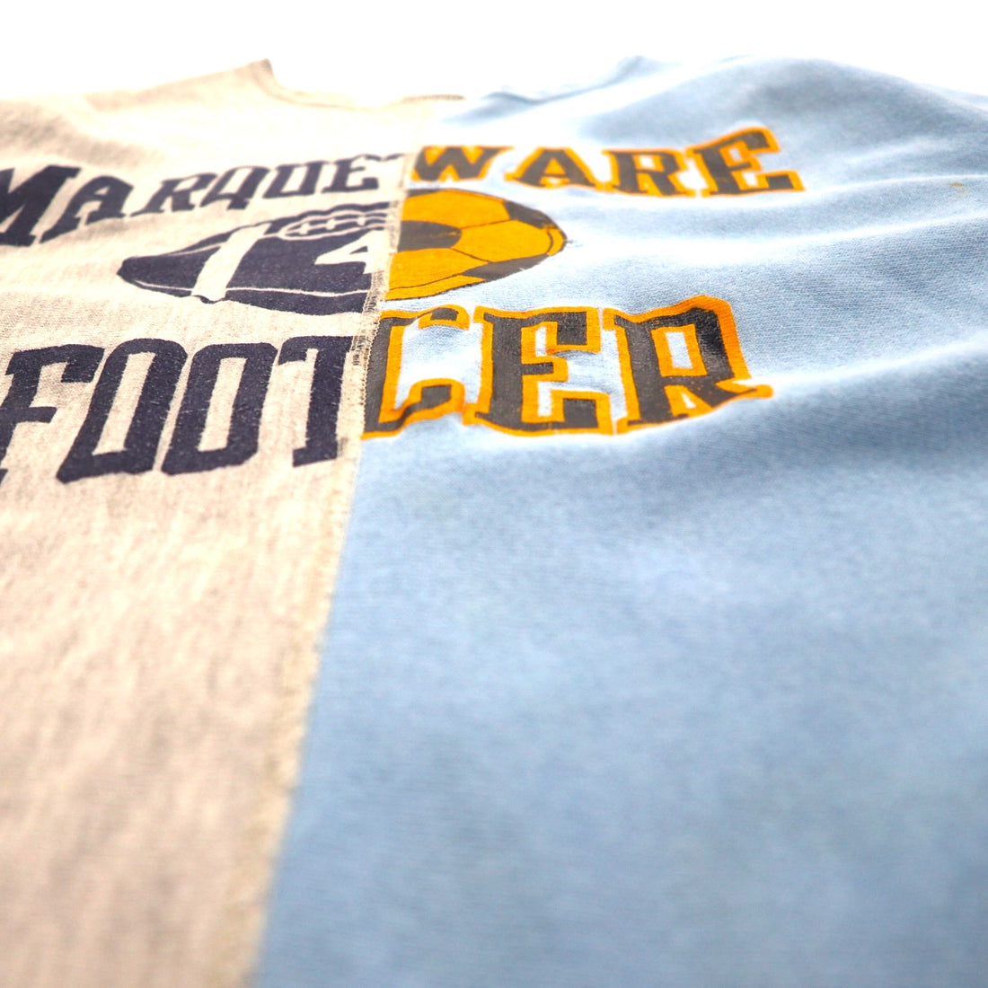 BOWWOW Remake Reconstructed Reverse Weave Cut-Off Sweatshirt, Size L, Blue/Gray, College Print
