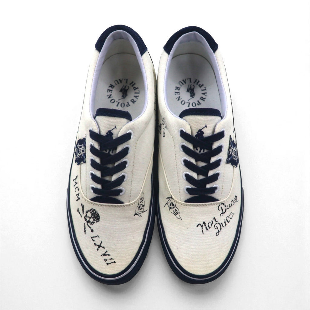 Ralph Lauren low-top sneakers, size 25.5cm, canvas, THORTON III-NE, skull patch, 01087 J18