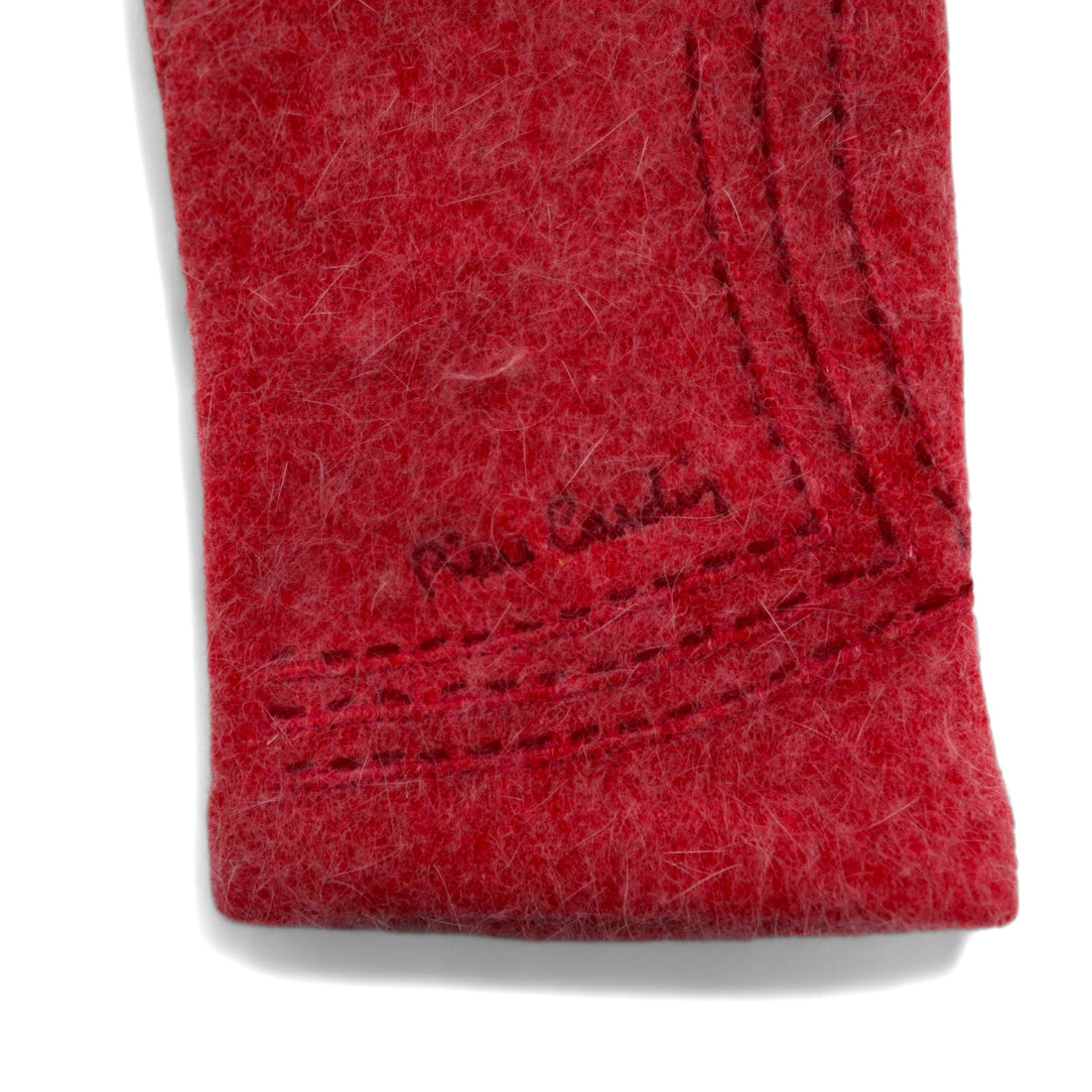Pierre Cardin シャギーニット グローブ 手袋 ピンク ウール ステッチ ロゴ刺繍 レディース