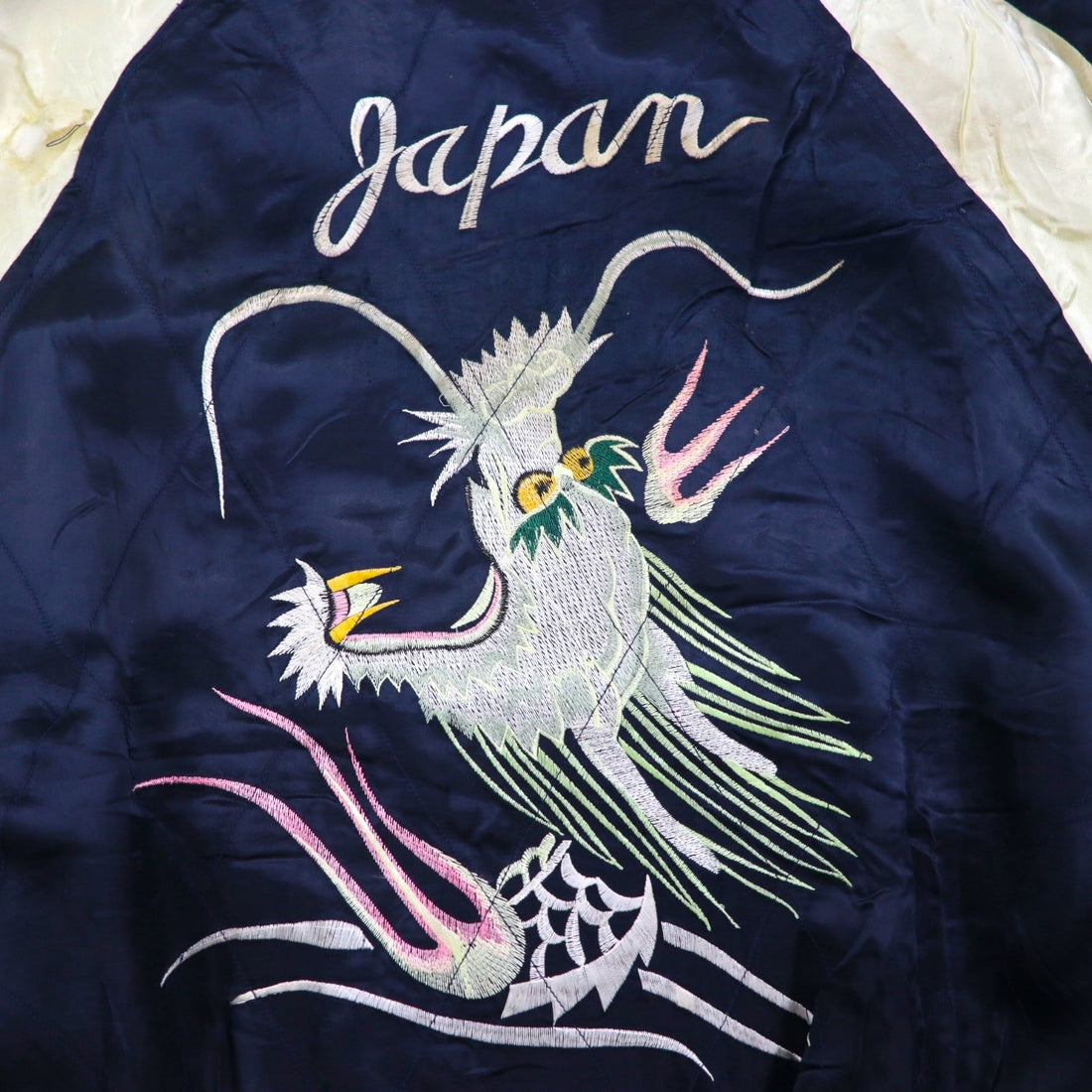 HOUSTON 90s Sukajan Souvenir Jacket, Size L, Nylon, Featuring a Dragon Design from Japan