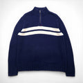 Polo Ralph Lauren Half-Zip Knit Sweater, Size 2XL, Navy Cotton, Striped Design