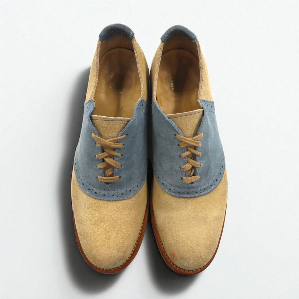 Vintage Shoe Company USA-Made Suede Leather Saddle Shoes, Size 26cm, Beige, V01688, T19138