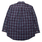 BURBERRY Old Nova Check Button-Down Shirt L Navy Cotton One Point Logo Embroidery