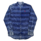 Polo by Ralph Lauren 90年代 ケミカルウォッシュ ボーダー シャツ XXL ブルー スモールポニー刺繍
