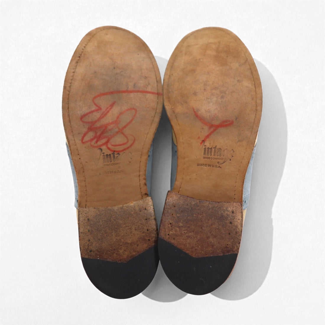Vintage Shoe Company USA-Made Suede Leather Saddle Shoes, Size 26cm, Beige, V01688, T19138