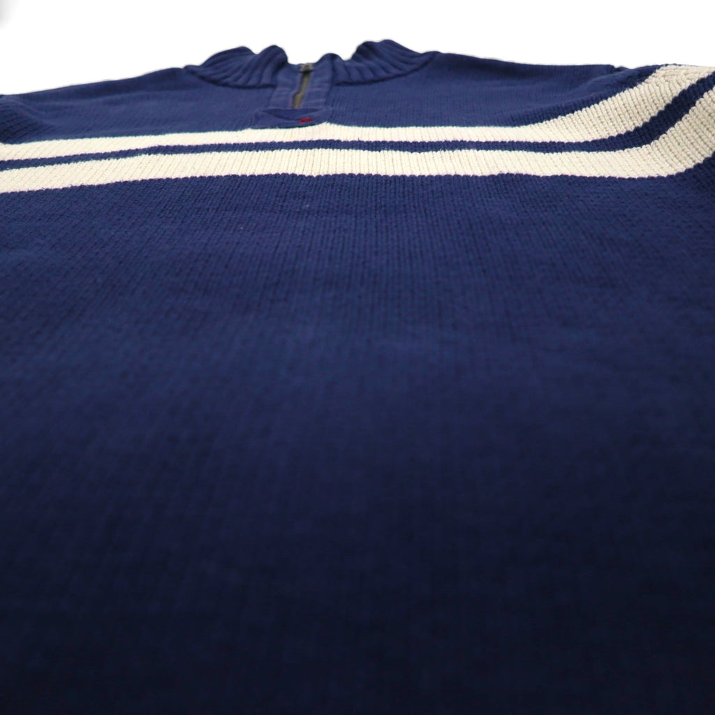 Polo Ralph Lauren Half-Zip Knit Sweater, Size 2XL, Navy Cotton, Striped Design