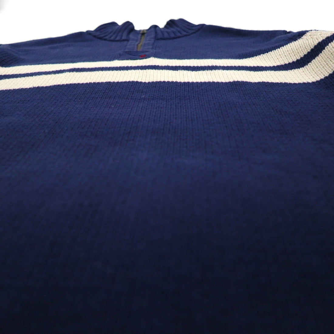 Polo Ralph Lauren Half-Zip Knit Sweater, Size 2XL, Navy Cotton, Striped Design