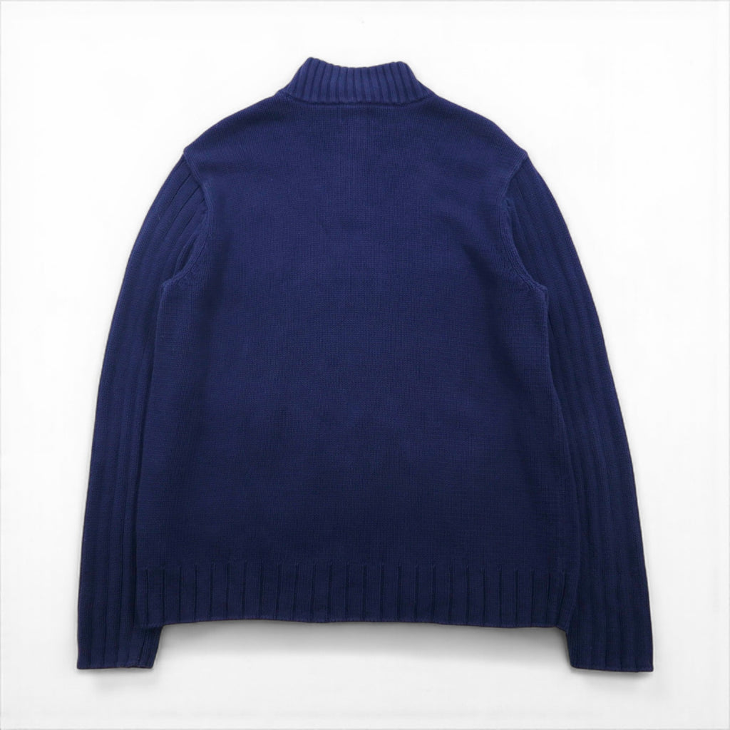 Polo Ralph Lauren Half-Zip Knit Sweater, Size 2XL, Navy Cotton, Striped Design