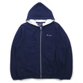 Champion Made in Italy 90s Oversized Full Zip Hoodie M Navy One Point Logo Embroidery