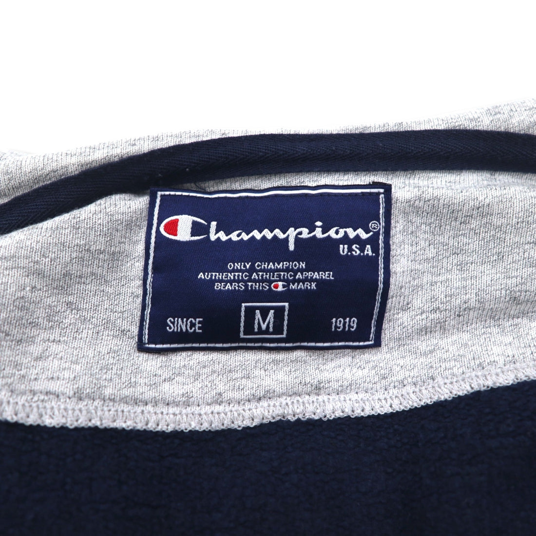 Champion Made in Italy 90s Oversized Full Zip Hoodie M Navy One Point Logo Embroidery