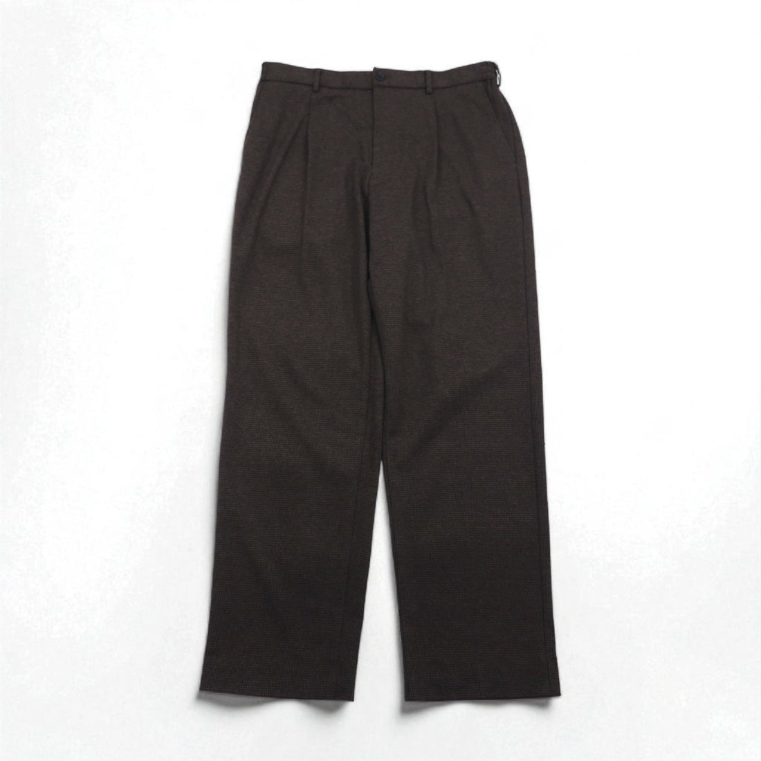 UNIQLO Tucked Wide-leg Pants, Check Pattern, Easy Fit, Size XL, Brown, Cotton