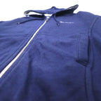 Champion Made in Italy 90s Oversized Full Zip Hoodie M Navy One Point Logo Embroidery