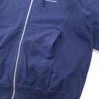 Champion Made in Italy 90s Oversized Full Zip Hoodie M Navy One Point Logo Embroidery
