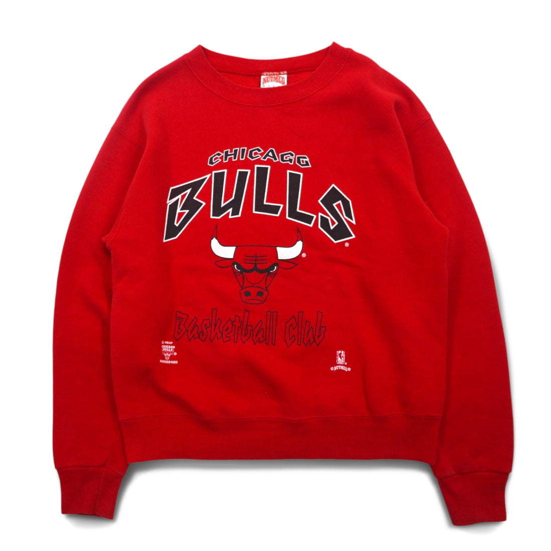 Made in USA 90s NBA Chicago Bulls CHICAGO BULLS Print Sweatshirt L Red NUTMEG