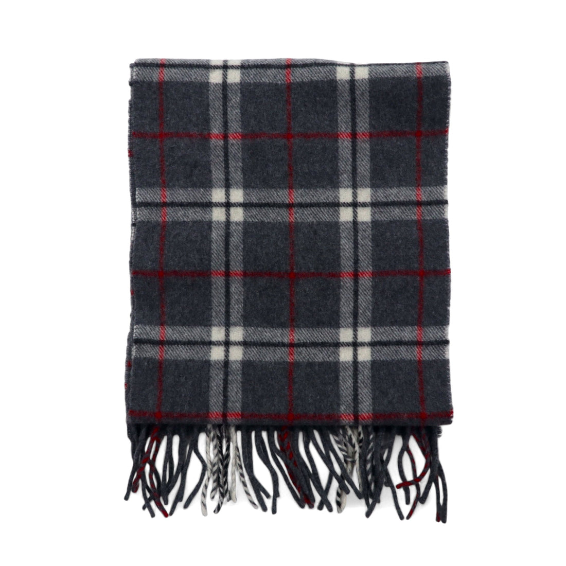 日本然リトテ-古着オンライン-CASTELBAJAC イタリア製 ラムウール マフラー グレー チェック 羊毛-CASTELBAJAC Italy Made Lambswool Scarf Gray Checked Wool