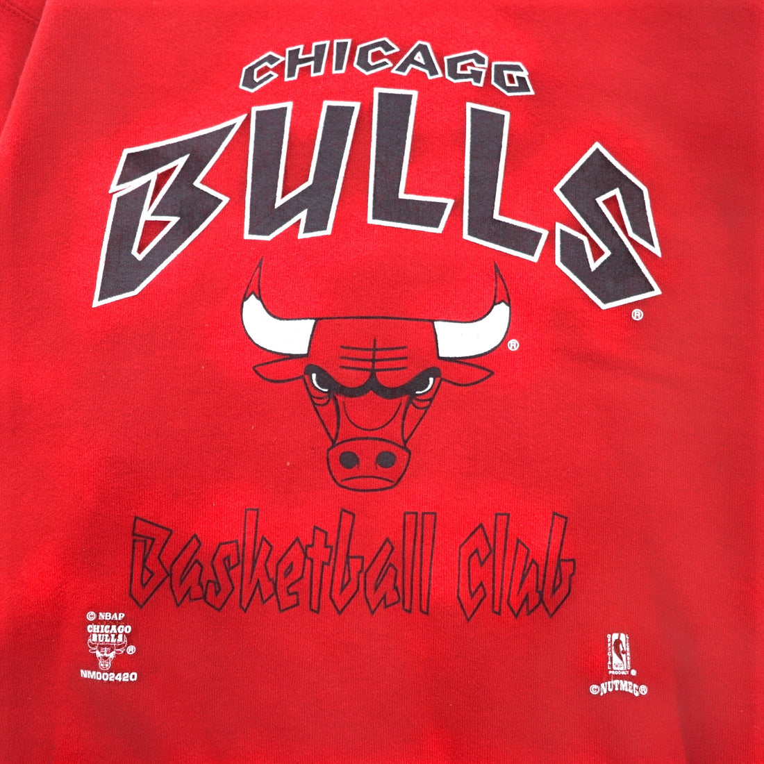 Made in USA 90s NBA Chicago Bulls CHICAGO BULLS Print Sweatshirt L Red NUTMEG