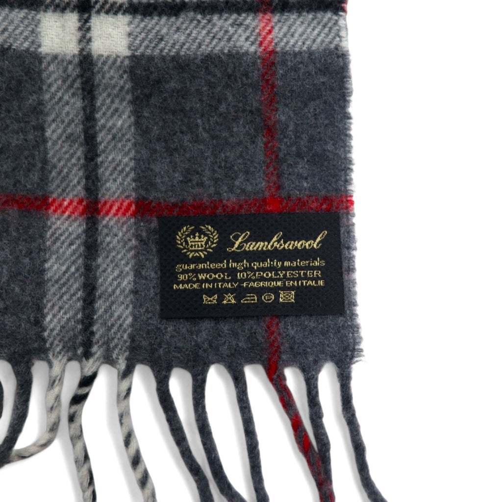 CASTELBAJAC Italian made lambswool scarf grey check wool