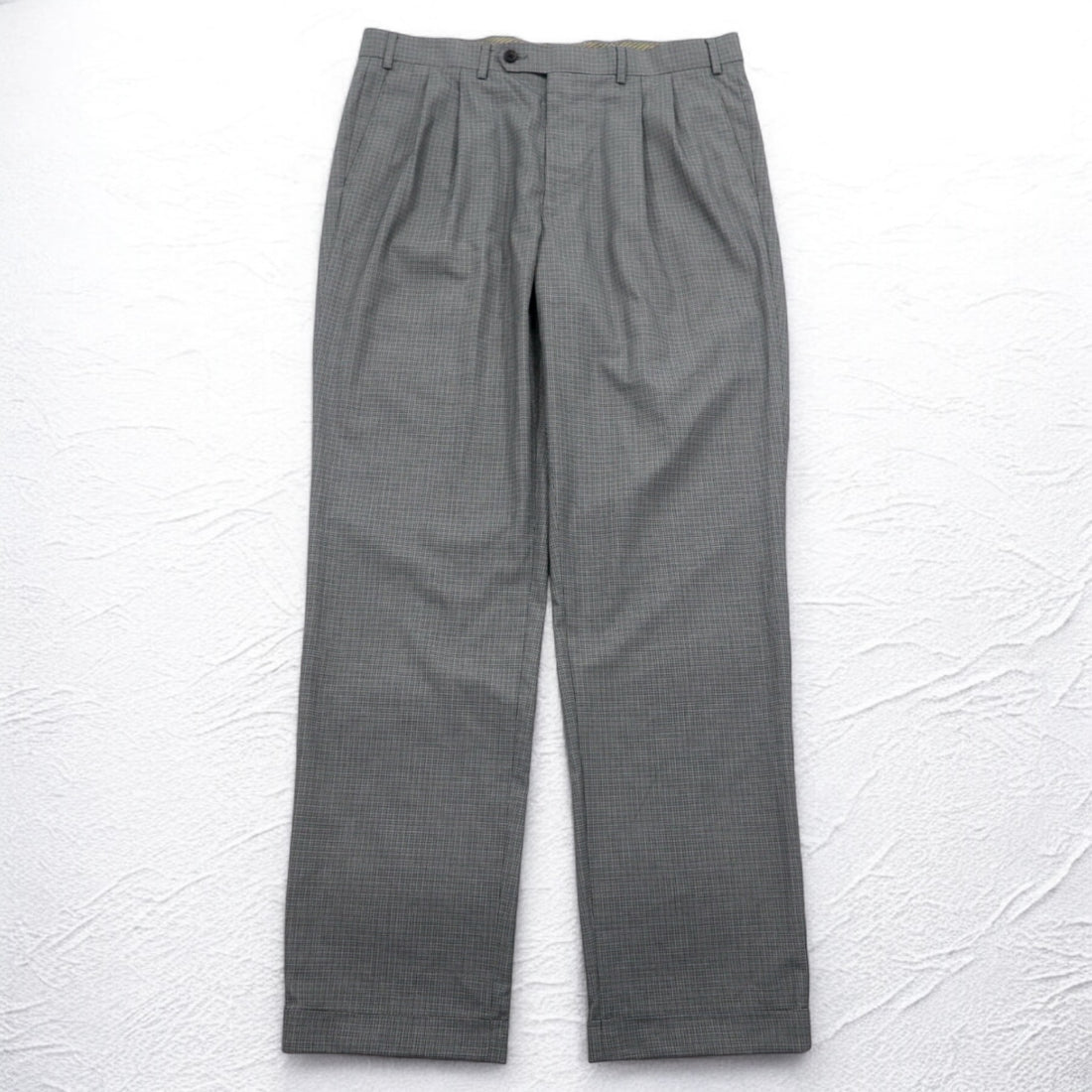 LAUREN RALPH LAUREN Tucked Slacks Pants L Gray Check Polyester WASHABLE
